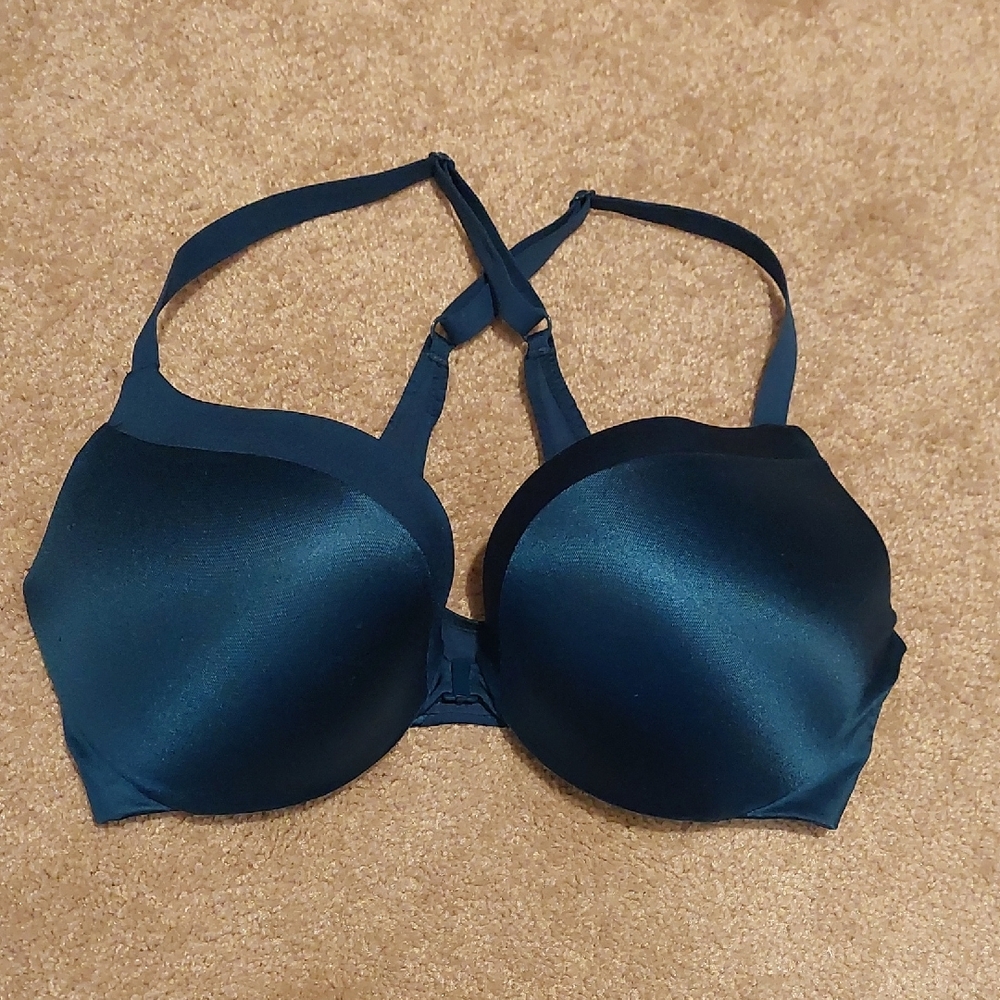 Victoria's Secret 34D Blue Full-Coverage Racerback Bra with Molded Cups
